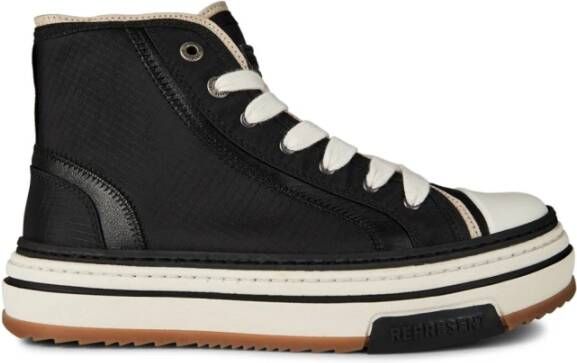 Represent Hoge Sneakers Zwart Wit Rubberen Zool Black Heren