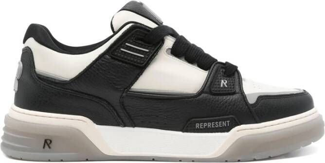 Represent Zwart Wit Leren Panel Sneakers