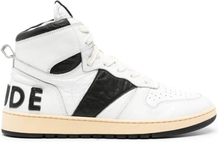 Rhude Rhecess Hi Sneakers Leer Wit Zwart White Heren