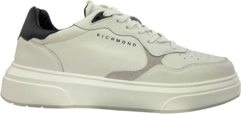 John Richmond Leren sneakers met vetersluiting White Heren