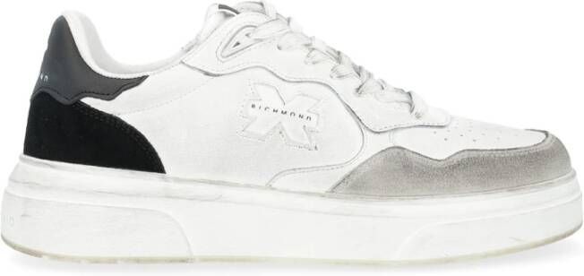 Richmond Witte Leren Sneaker met Suède Details White Heren