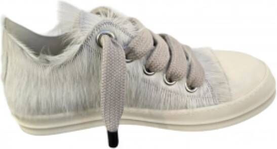 Rick Owens Ecru Jumbolace Low Sneakers met Oversized Veters
