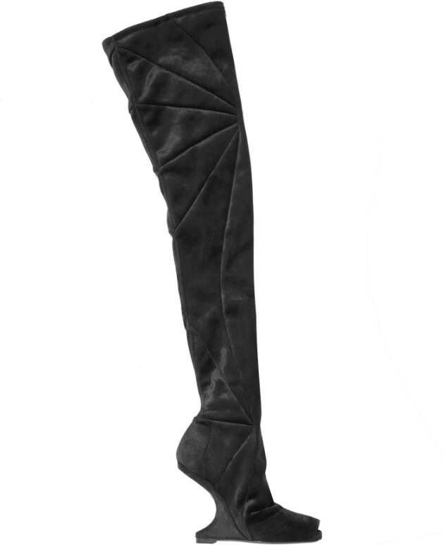 Rick Owens Fluwelen Laarzen Black Dames