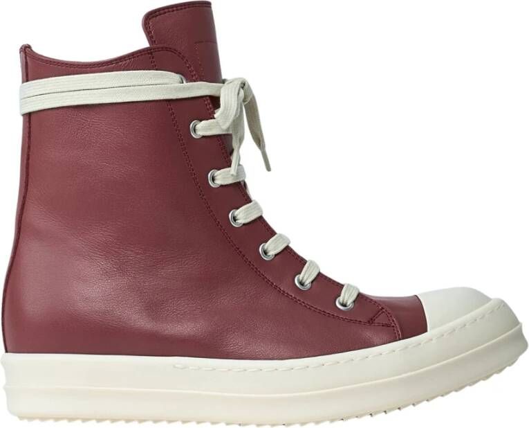 Rick Owens Hoge Sneakers in Leren Afwerking