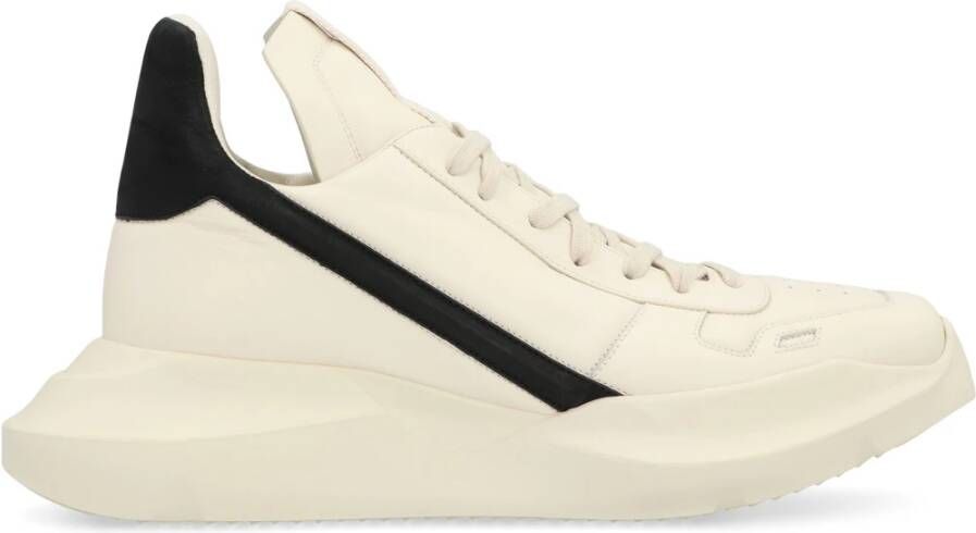 Rick Owens Leren High-Top Sneakers met Contrasterende Inzetstukken