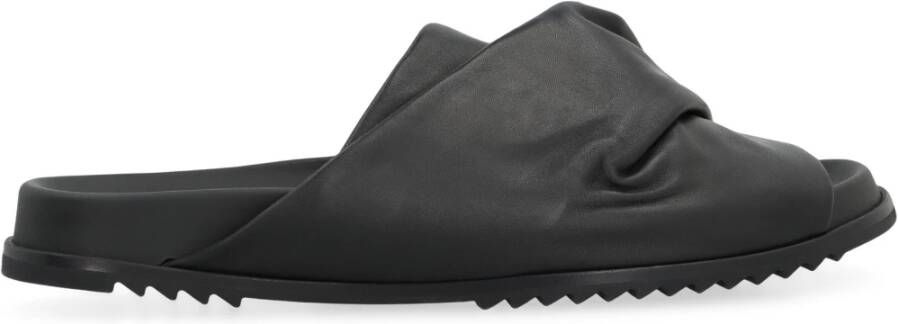 Rick Owens Leren Slippers met Ronde Neus