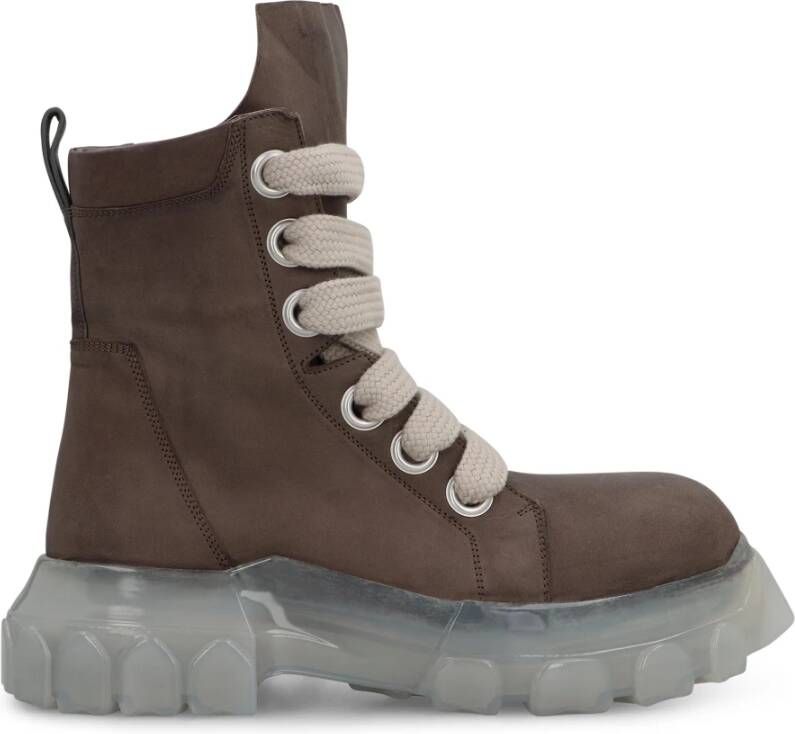 Rick Owens Leren veterlaarzen met zijrits