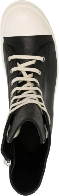 Rick Owens Zwarte Leren Sneakers met Veters en Haaien-tanden Zolen Black Heren - Foto 2
