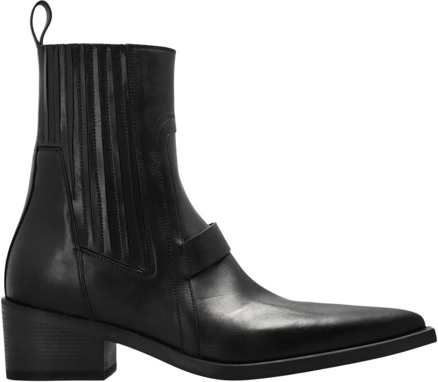Rick Owens Puntige Leren Enkellaarsjes