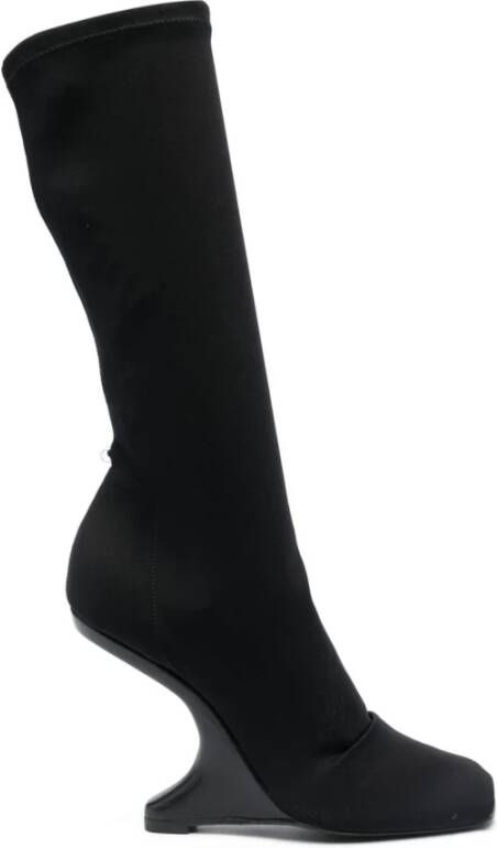 Rick Owens Stijlvolle Zwarte Neo Cantilever 11 Mid Calf Boot Black Dames