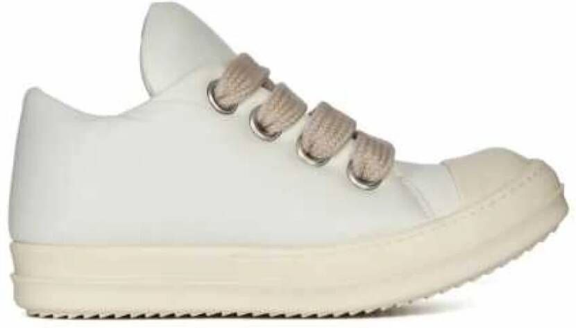 Rick Owens Witte leren lage sneakers met dikke veters