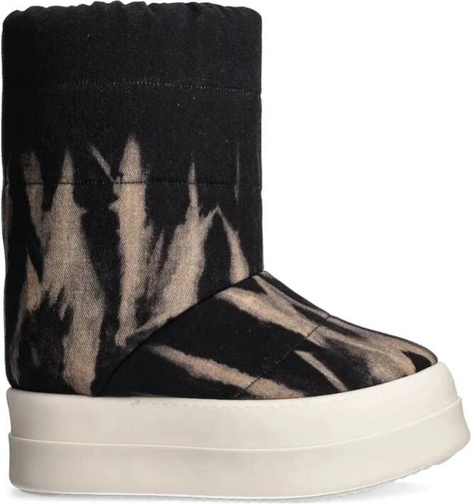 Rick Owens Zwarte Gewatteerde Instap Flatform Schoenen