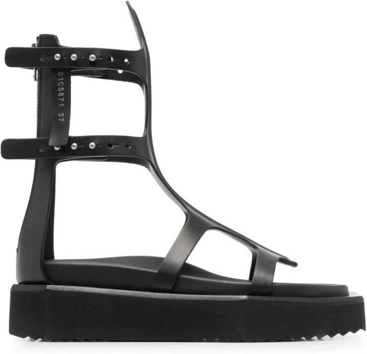 Rick Owens Zwarte Gladiatorsandalen met Dikke Zool