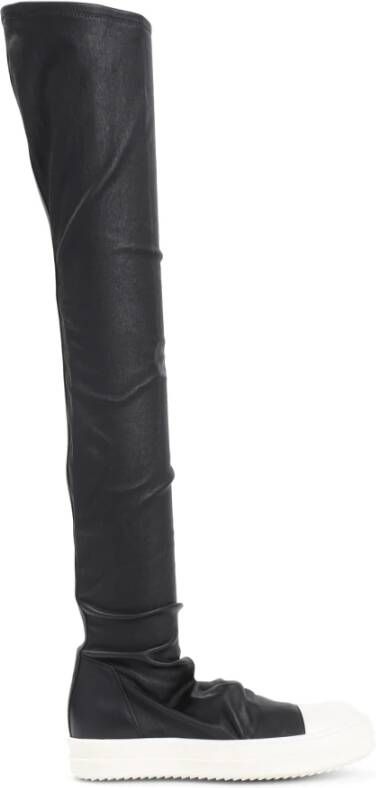 Rick Owens Zwarte Leren Enkellaarzen Black Dames
