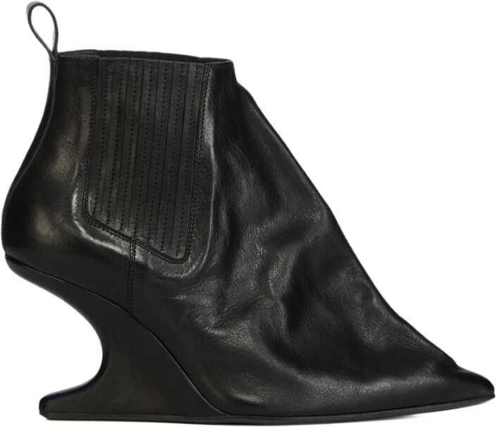 Rick Owens Zwarte Leren Gebeeldhouwde Hak Schoenen