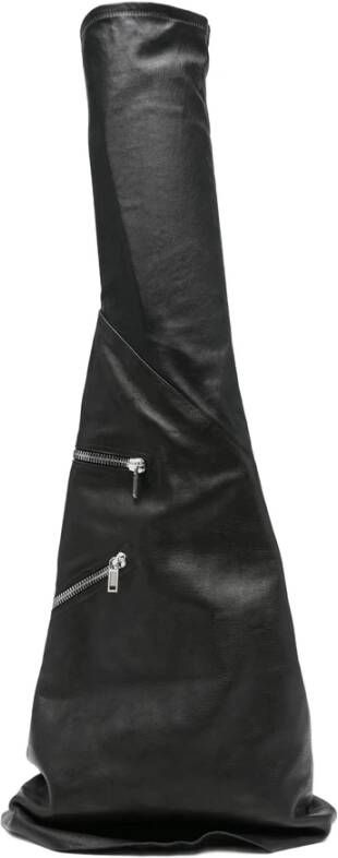 Rick Owens Zwarte Leren Ritsdetail Enkellaarzen