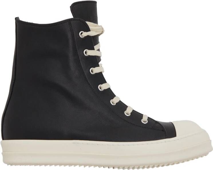 Rick Owens Zwarte Leren Sneakers Black Heren