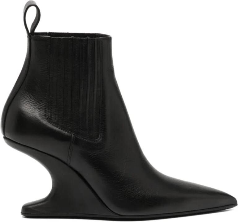 Rick Owens Zwarte Scherpe Enkellaarzen