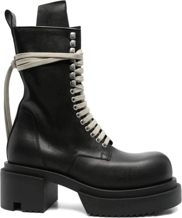 Rick Owens Zwarte Veterschoenen met Blokhak