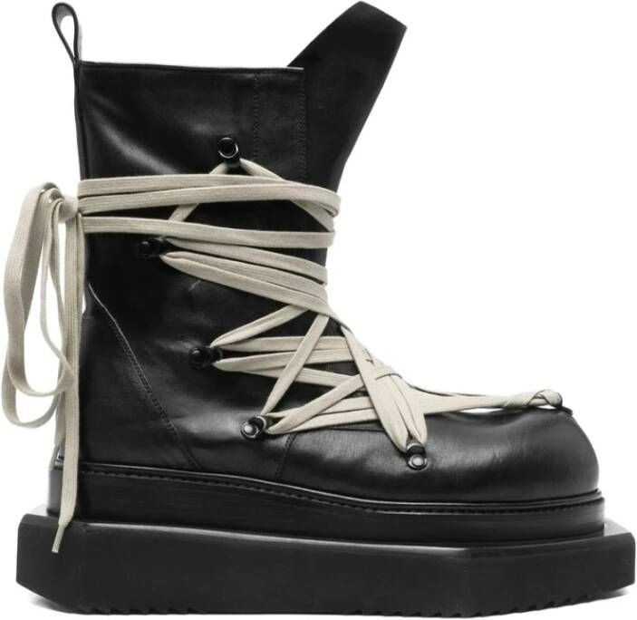 Rick Owens Zwarte Veterschoenen met Plateauzool