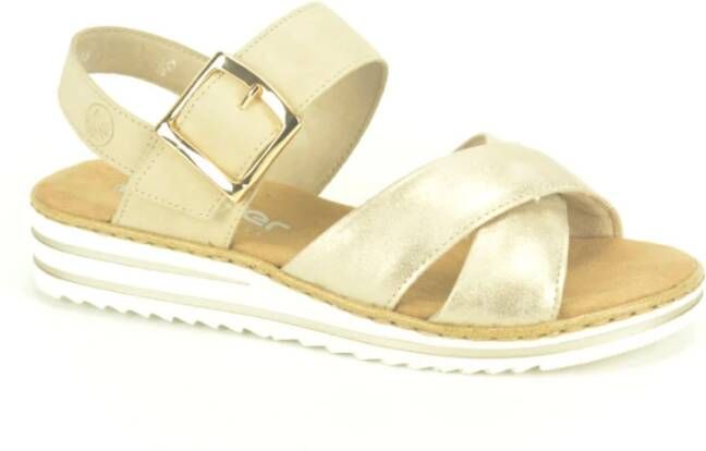 Rieker Beige Goud Sandaal met Gesp