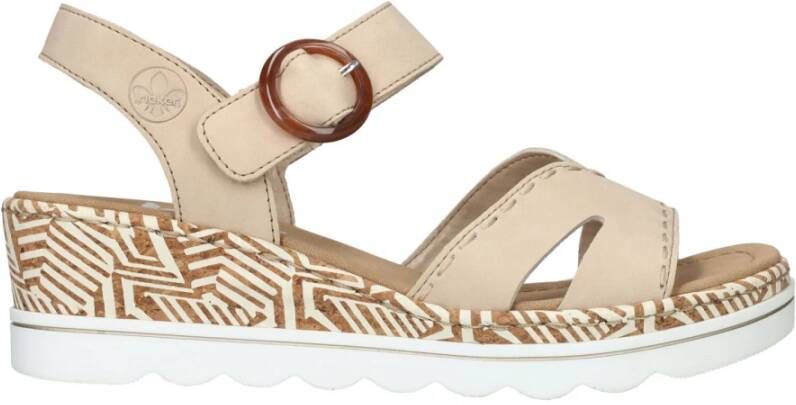 Rieker Beige Grafische Print Sandaal Beige Dames