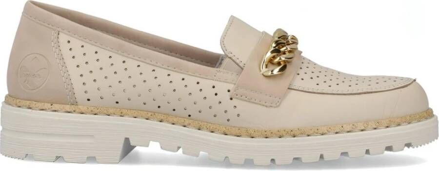 Rieker Beige Leren Loafers voor Dames Beige Dames