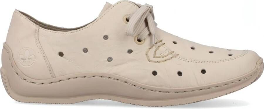 Rieker Beige Leren Veterschoenen Beige Dames