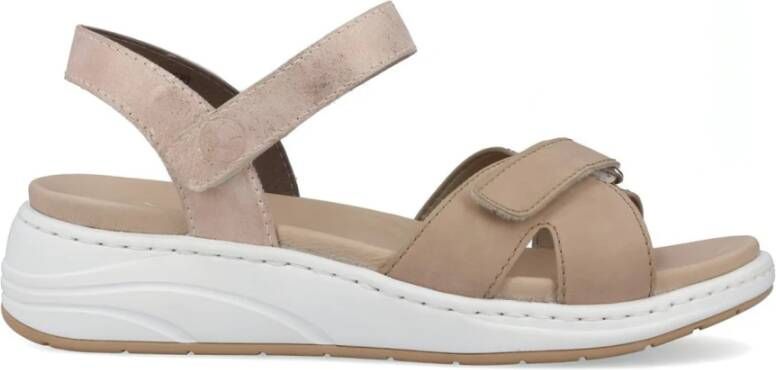 Rieker Beige Platte Sandalen voor Dames Beige Dames