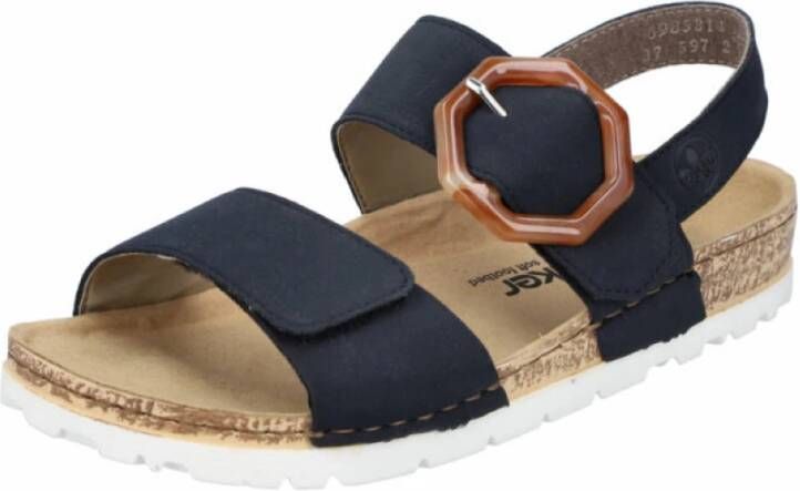 Rieker Blauwe Dames Platte Sandalen Blue Dames