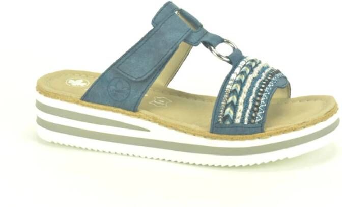 Rieker Blauwe Fantasie Velcro Sandalen