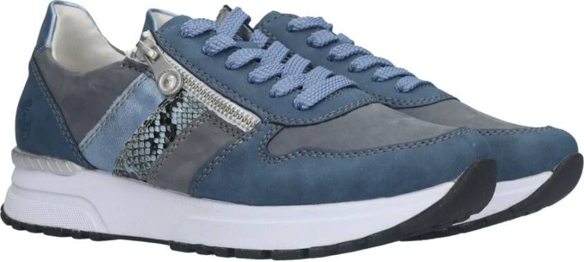 Rieker Blauwe Leren Sneaker met Print Detail Multicolor Dames - Foto 3