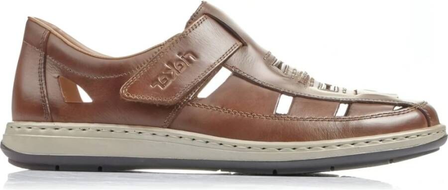 Rieker Bruine Leren Sandaal met Comfortabel Voetbed Brown Heren - Foto 7