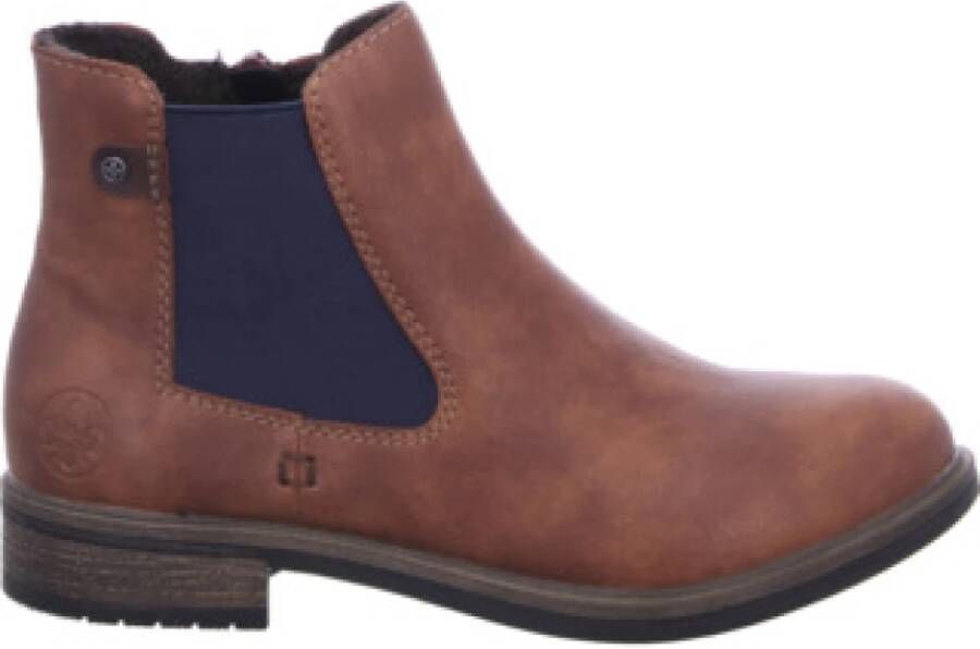 Rieker Chelsea-boots instappers enkellaars blokhak met verwar de textielvoering