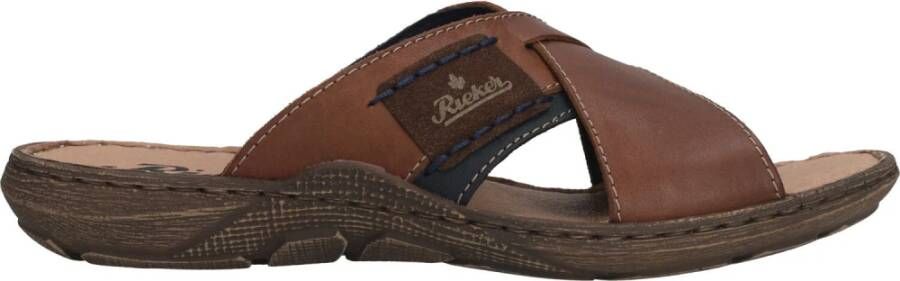 Rieker Bruine Leren Herenslipper met Zacht Voetbed en Stoere Zool Brown Heren