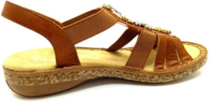 Rieker Sandalen met siersteen- en schelpgarnering