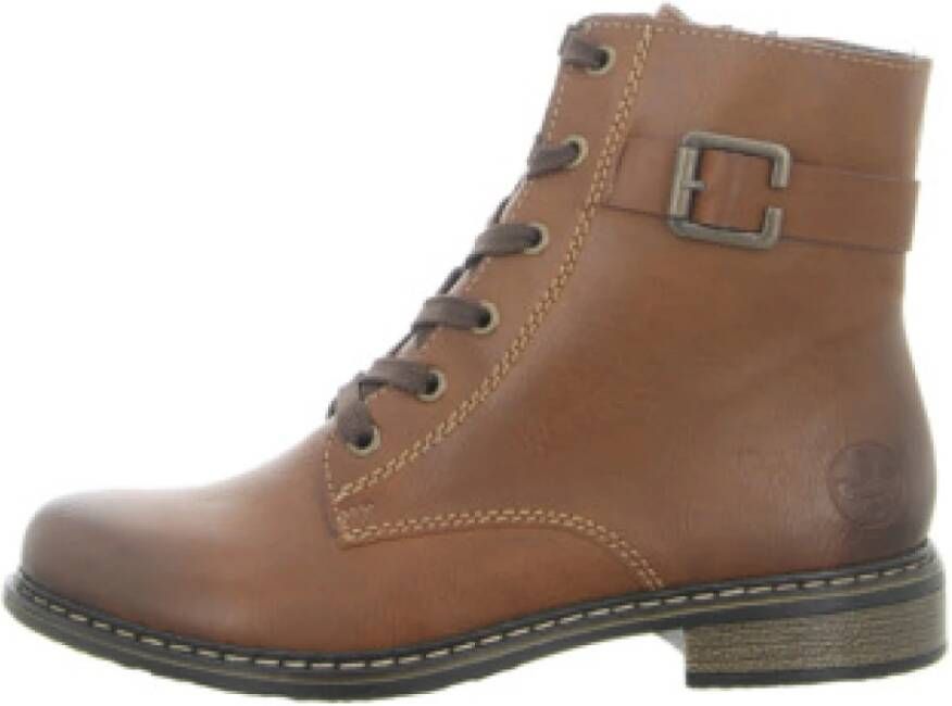 Rieker Veterlaarsjes veterschoenen klassieke laarzen blokhak in used-look