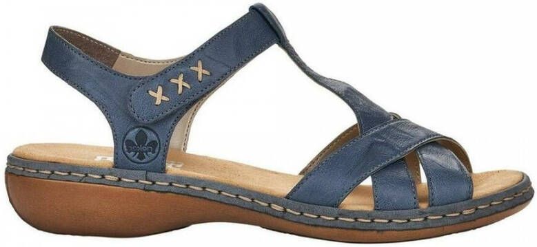 Rieker Comfortabele Platte Sandalen Blauw Dames - Foto 2