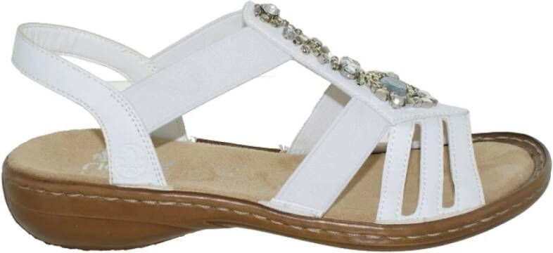 Rieker Sandalen zomerschoen sandaal sleehak met decoratieve steentjes