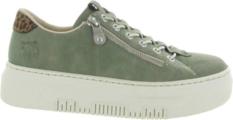 Rieker Plateausneakers met leoprint inzet bij de hak