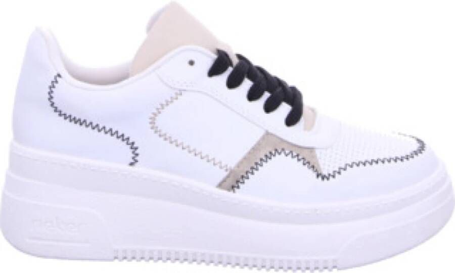 Rieker Plateausneakers sleehak sneaker veterschoen lage schoen met modieuze contrastdetails