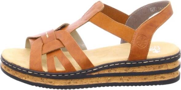 Rieker Bruine Synthetische Platte Sandaal met Unieke Zool Brown Dames - Foto 4