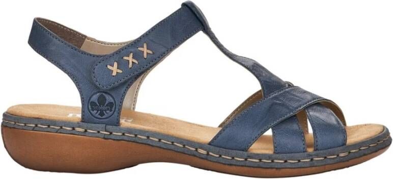 Rieker Comfortabele Platte Sandalen Blauw Dames