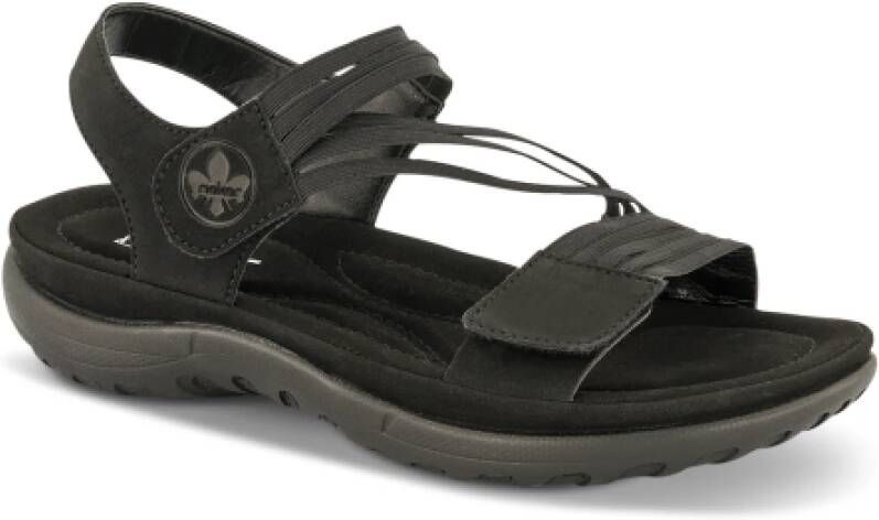 Rieker Comfortabele platte sandalen voor vrouwen Black Dames