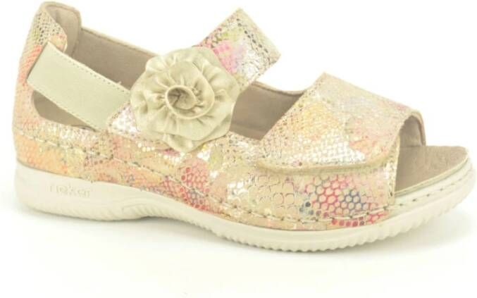 Rieker Gedrukte Sandaal met Klittenbandsluiting