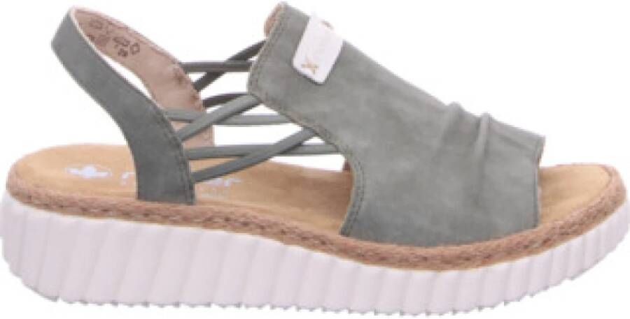 Rieker Plateausandalen wedge sandaal zomerschoen met jute rand aan de loopzool