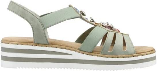 Rieker Groene sleehak sandalen voor dames