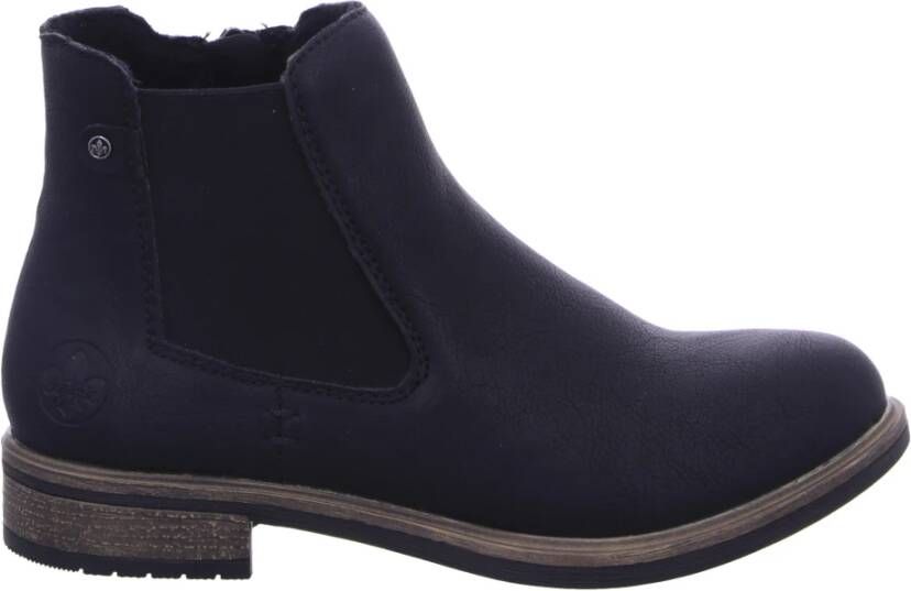 Rieker Chelsea-boots instappers enkellaars blokhak met verwar de textielvoering
