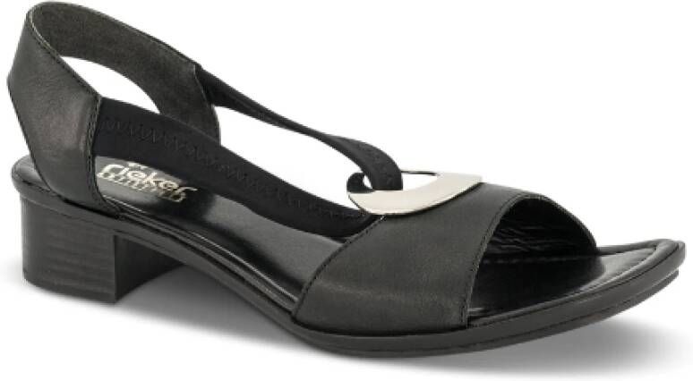 Rieker Klassieke sandaal met elastische band en metalen gesp Black Dames