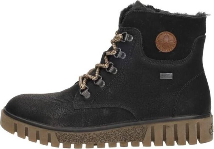 Rieker Zwarte Comfortabele Veterschoenen met Tex Black Dames - Foto 4